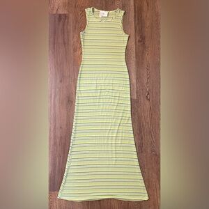 Vintage Y2K Bodycon Striped Sleeveless Maxi Dress